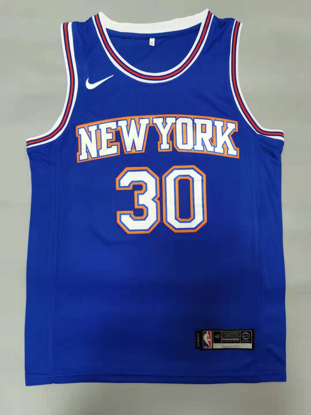 Men New York Knicks 30 Randle Blue 2021 Nike Game NBA Jersey